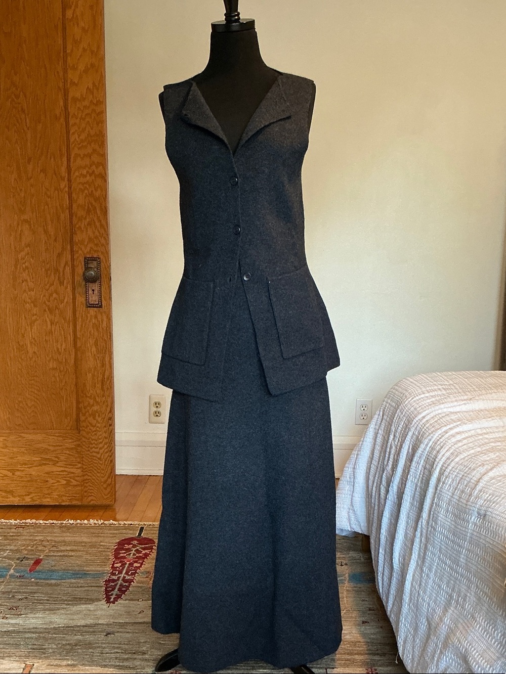 DISSH Charcoal Grey Sleeveless Maxi Skirt Set